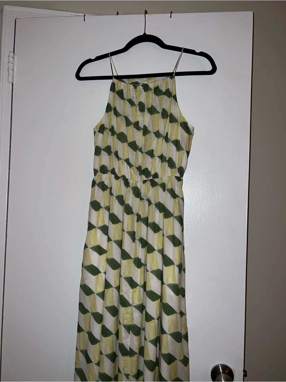 Banana Republic Geometric Maxi Dress in Green and Cream